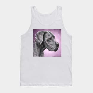 Painting of Majestic Great Dane on a Purple Background Tank Top